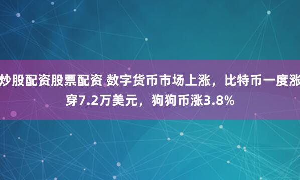 炒股配资股票配资 数字货币市场上涨，比特币一度涨穿7.2万美元，狗狗币涨3.8%